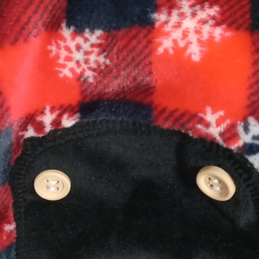 Pet Pajamas Christmas Onesie Buffalo Plaid with Snowflakes XS
